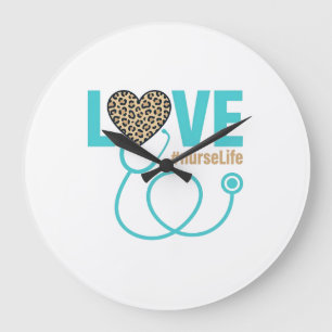 Reloj Redondo Grande Diseño de vector de estetoscopio de leopardo de am