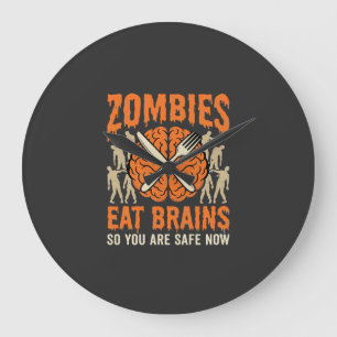 Reloj Redondo Grande Diseño de vector de Halloween de zombie divertido