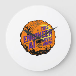 Reloj Redondo Grande Diseño de vector vintage de ingeniero de Halloween