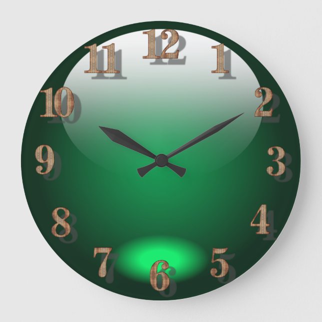 Reloj Redondo Grande Diseño de vidrio verde (Anverso)