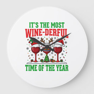 Reloj Redondo Grande Diseño de vino tinto navideño maravilloso