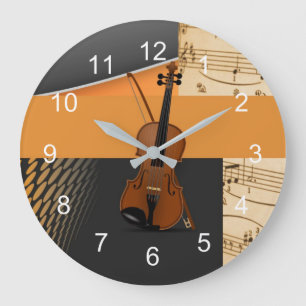 Reloj Redondo Grande Diseño de violín abstracto