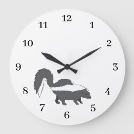 Reloj Redondo Grande Diseño de zorrillo gris adorable
