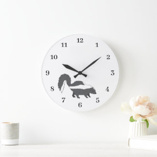 Reloj Redondo Grande Diseño de zorrillo gris adorable