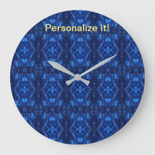 Reloj Redondo Grande Diseño del blues psicodélico en mosaico y espejado