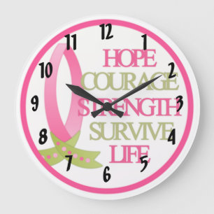 Reloj Redondo Grande Diseño del cáncer de pecho