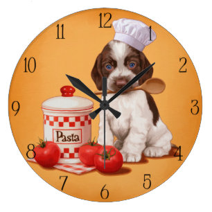 Reloj Redondo Grande Diseño del cocinero de cocker spaniel