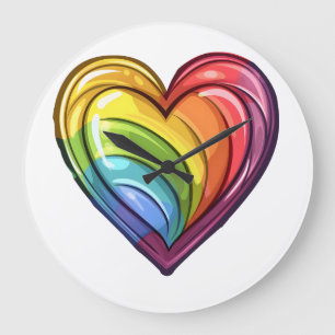 Reloj Redondo Grande Diseño del corazón del orgullo gay
