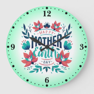 Reloj Redondo Grande Diseño del Día de la Madre Tierra - 23184