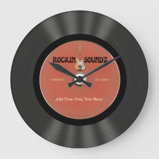 Reloj Redondo Grande Diseño del disco de vinilo de la guitarra de la