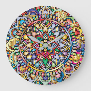 Reloj Redondo Grande Diseño del espectro de colores de Mandala