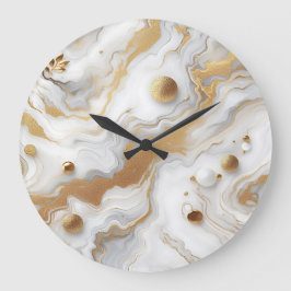 Reloj Redondo Grande Diseño del fondo de la textura de mármol de oro bl