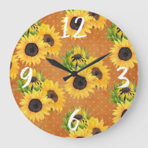 Reloj Redondo Grande Diseño del jardín del girasol