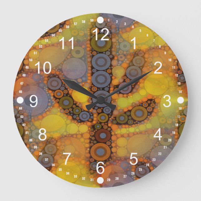 Reloj Redondo Grande Diseño del mosaico del suroeste de Arizona Saguaro (Anverso)