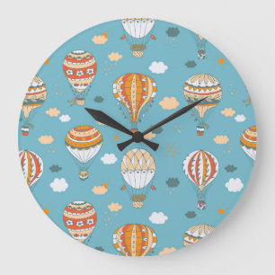 Reloj Redondo Grande Diseño del patrón festivo de globos coloridos