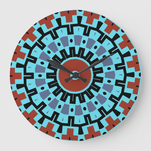 Reloj Redondo Grande Diseño del Suroeste (Anverso)