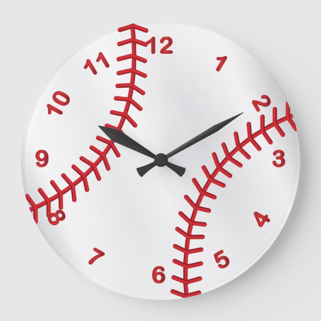 Reloj Redondo Grande Diseño deportivo de béisbol (Anverso)