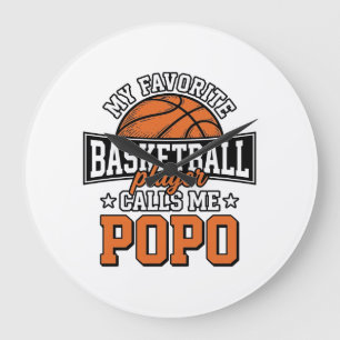 Reloj Redondo Grande Diseño Deportivo Vintage Divertido Baloncesto Popo
