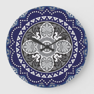 Reloj Redondo Grande Diseño detallado de la estafa floral Paisley