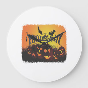Reloj Redondo Grande Diseño divertido de Feliz Halloween