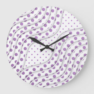 Reloj Redondo Grande Diseño Divertido de Lunares Morados