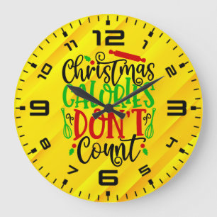 Reloj Redondo Grande Diseño divertido de Navidad donde las calorías no 