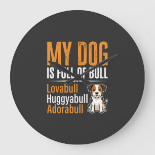 Reloj Redondo Grande Diseño Divertido de Perro Lleno de Hype