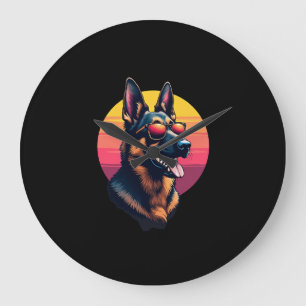 Reloj Redondo Grande Diseño divertido de perro pastor alemán Arte Traje