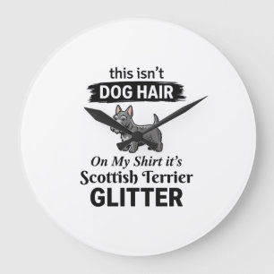 Reloj Redondo Grande Diseño divertido del Terrier escocés con brillo pa