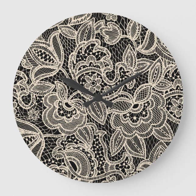 Reloj Redondo Grande Diseño elegante de patrones sin foco (Anverso)