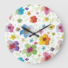 Reloj Redondo Grande Diseño elegante de un patrón de flores de color