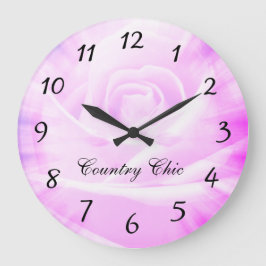 Reloj Redondo Grande Diseño elegante del país floral púrpura rosado