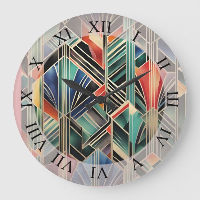 Reloj Redondo Grande Diseño elegante geométrico clásico Boho Jazzy (Anverso)