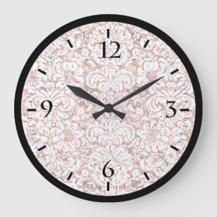 Reloj Redondo Grande Diseño floral blanco y rosa