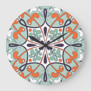 Reloj Redondo Grande Diseño floral de mosaico oriental marroquí