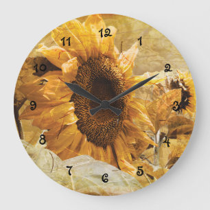 Reloj Redondo Grande Diseño floral de Sunflower Yellow Beautiful Count