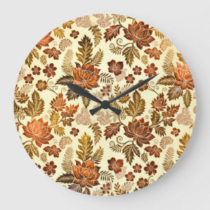 Reloj Redondo Grande Diseño Floral Heritage Cobre Dorado Cálido
