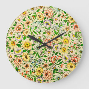 Reloj Redondo Grande Diseño floral tradicional de primavera india