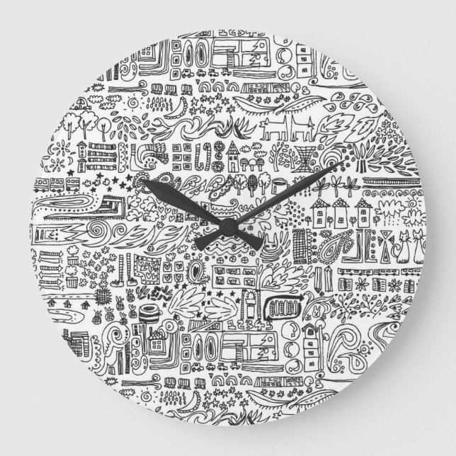 Reloj Redondo Grande Diseño geográfico, patrón abstracto. (Anverso)
