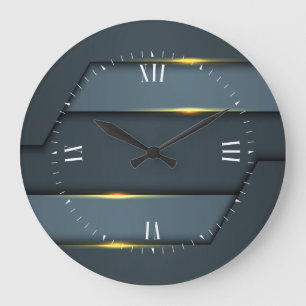 Reloj Redondo Grande Diseño geométrico de metal gris grande reloj grand