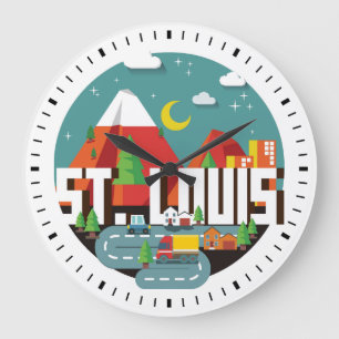 Reloj Redondo Grande Diseño geométrico de St. Louis, Missouri