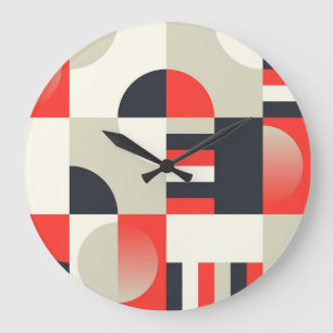 Reloj Redondo Grande Diseño geométrico vintage: fondo de forma abstract