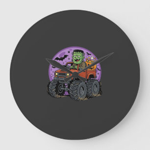 Reloj Redondo Grande Diseño gráfico de camión monstruo de Frankenstein
