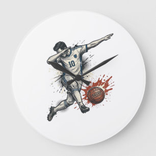 Reloj Redondo Grande Diseño Gráfico de Camiseta de Jugador de Fútbol An