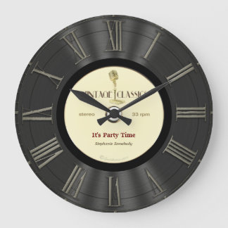 Reloj Redondo Grande Diseño impreso de registro de vinilo retro
