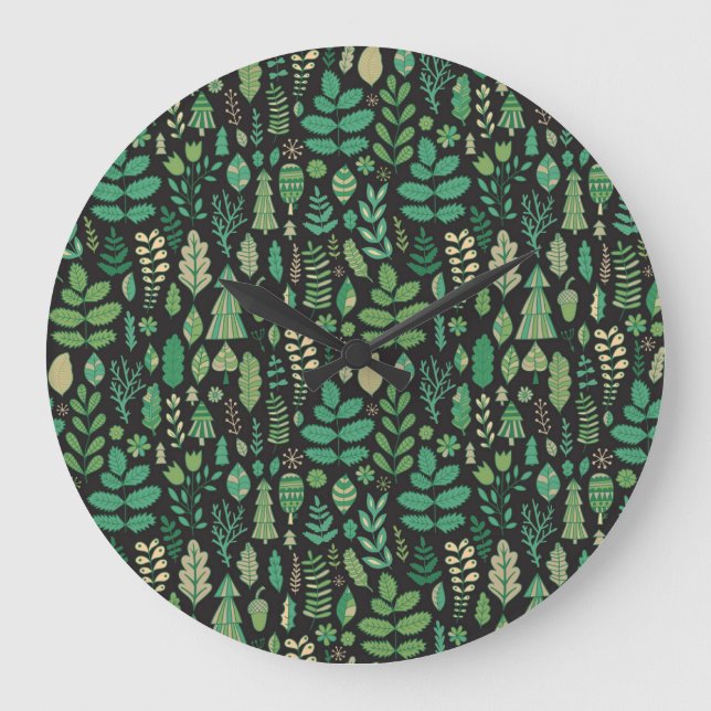 Reloj Redondo Grande Diseño inmaculado con flores de bosque (Anverso)