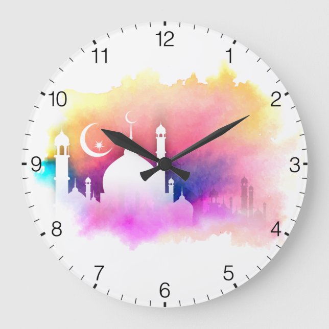 Reloj Redondo Grande Diseño islámico (Anverso)