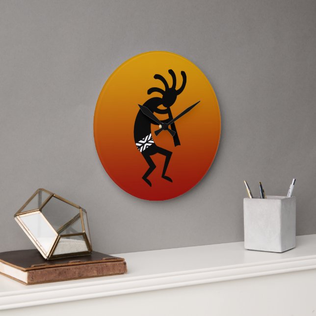 Reloj Redondo Grande Diseño Kokopelli del sudoeste (Oficina)