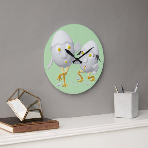 Reloj Redondo Grande Diseño lindo de personaje de huevo extravagante RG