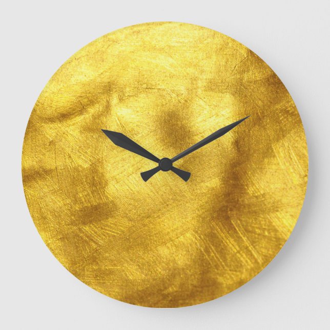 Reloj Redondo Grande Diseño lujoso de textura dorada (Anverso)